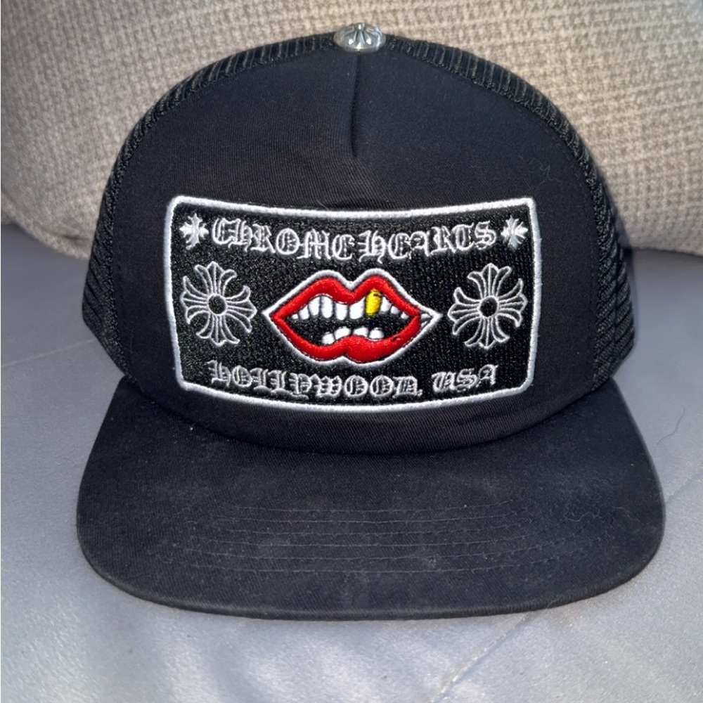 Chrome Hearts Black Hollywood Trucker Hat